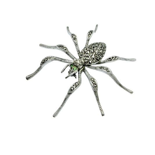 Vintage c 1930 Art Deco Silver Marcasite Spider Brooch.