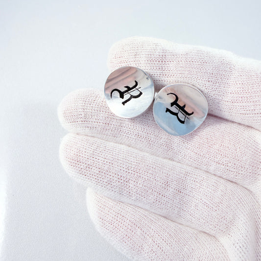 Rancho Alegre, Mexico. Vintage Sterling Silver Cufflinks. "R"