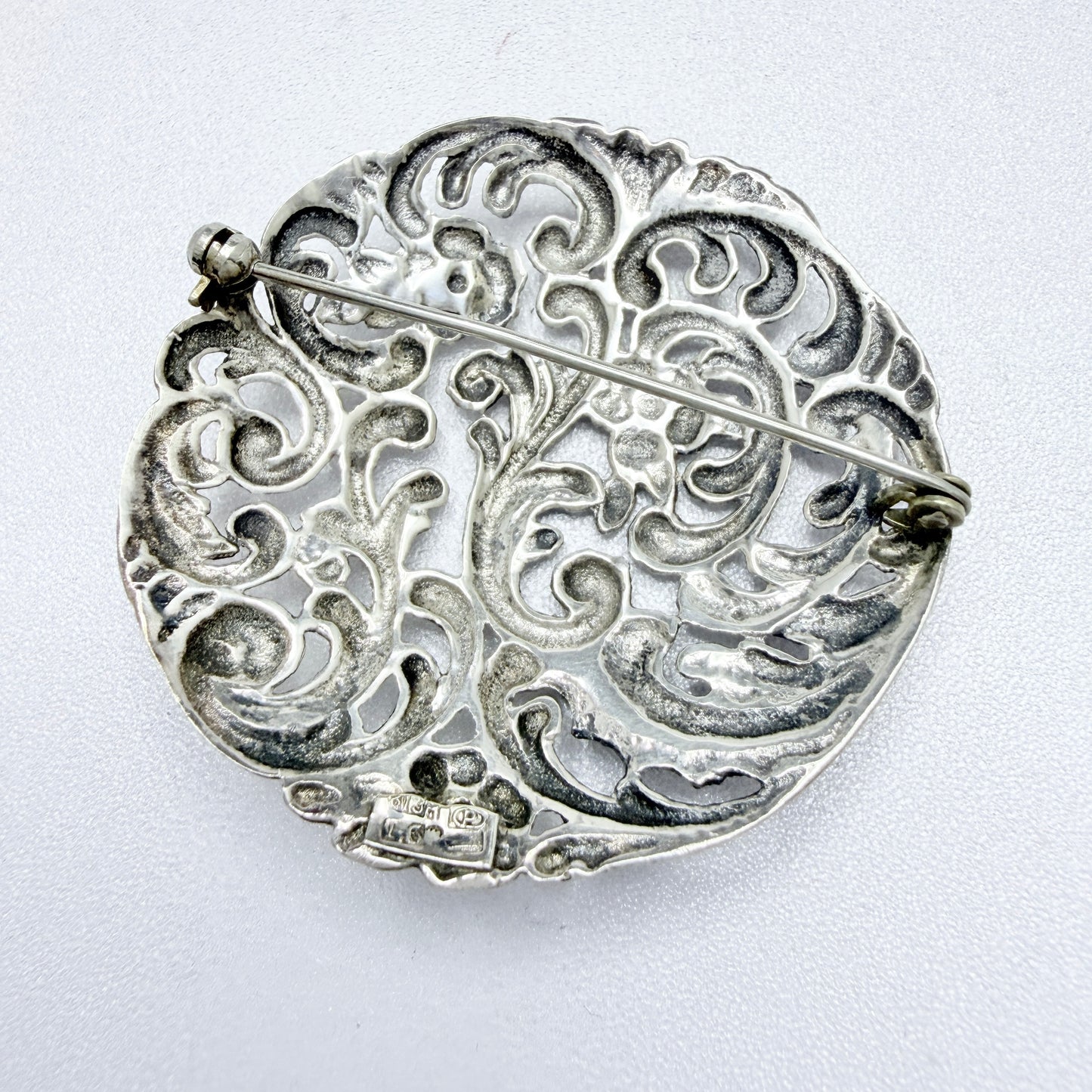 Finland year 1938. Vintage Solid Silver Floral Brooch.