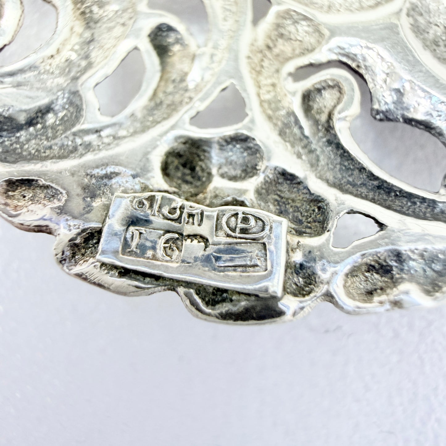 Finland year 1938. Vintage Solid Silver Floral Brooch.