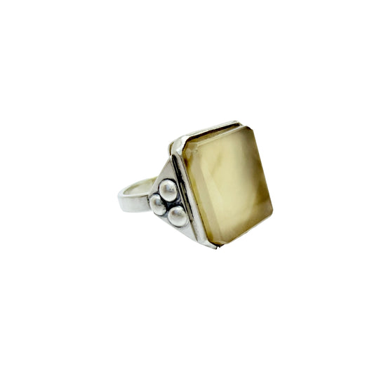 USSR. Vintage Solid 875 Silver Quartz Ring.