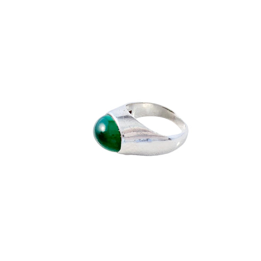 G Dahlgren, Sweden 1959. Vintage Solid Silver Chrysoprase Ring.