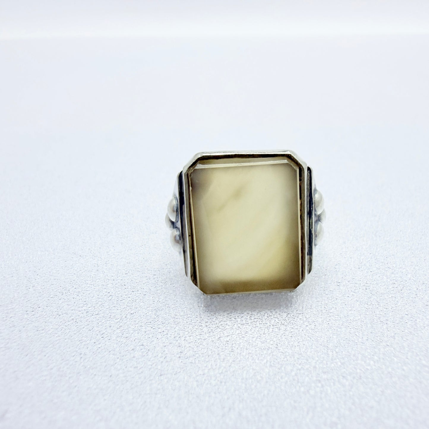 USSR. Vintage Solid 875 Silver Quartz Ring.