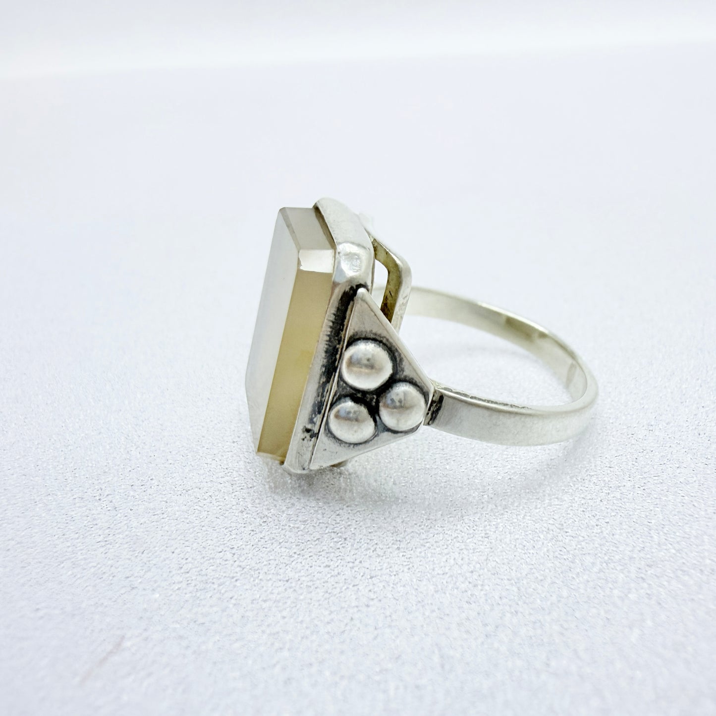 USSR. Vintage Solid 875 Silver Quartz Ring.