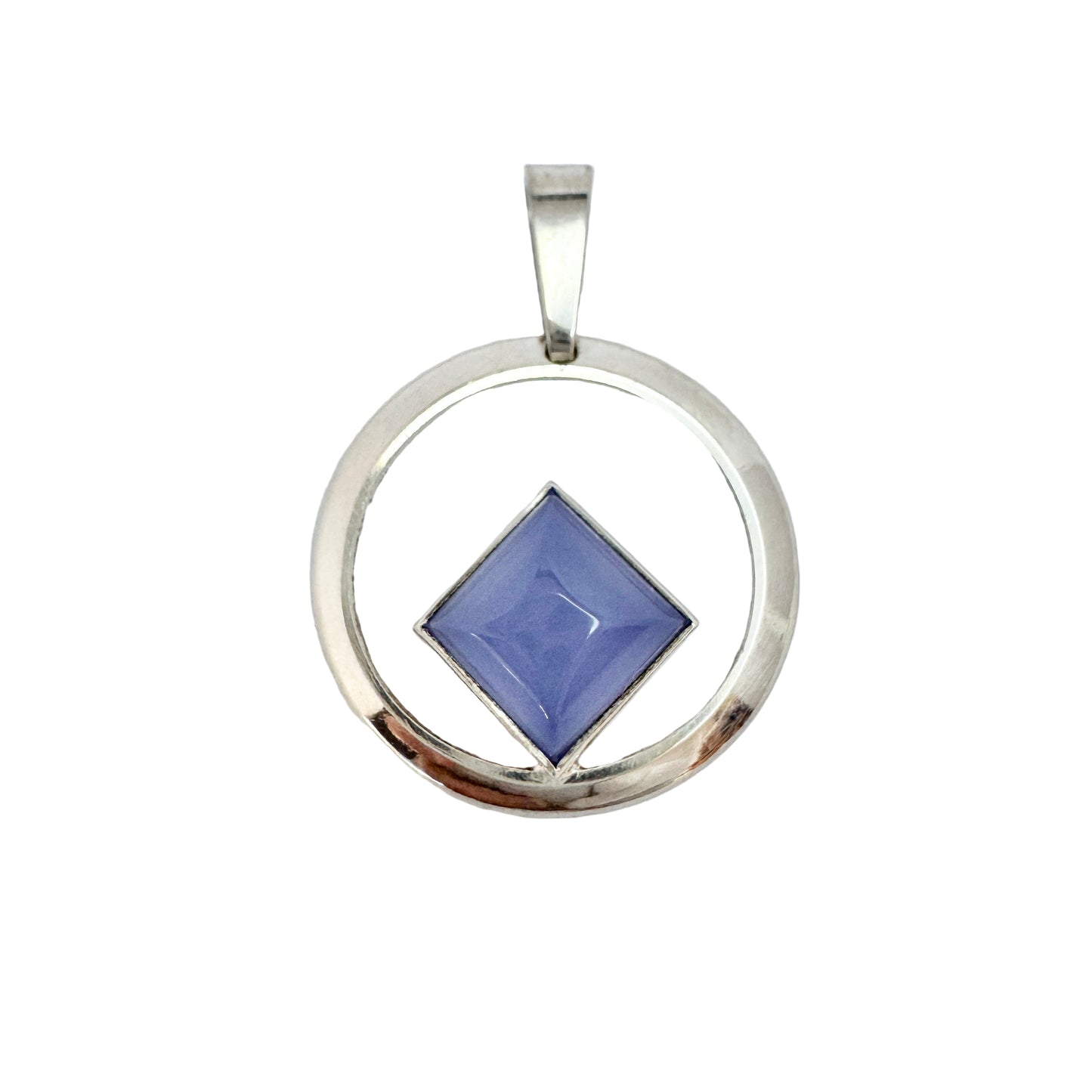 Finland. Vintage 1960s Solid Silver Chalcedony Pendant.