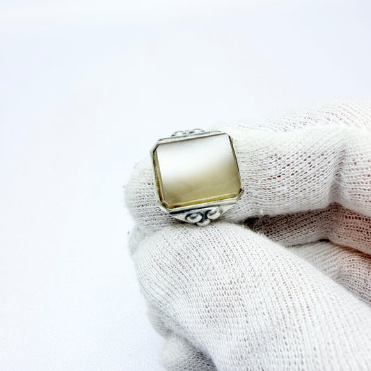 USSR. Vintage Solid 875 Silver Quartz Ring.