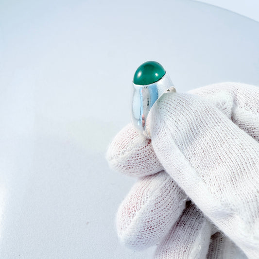 G Dahlgren, Sweden 1959. Vintage Solid Silver Chrysoprase Ring.