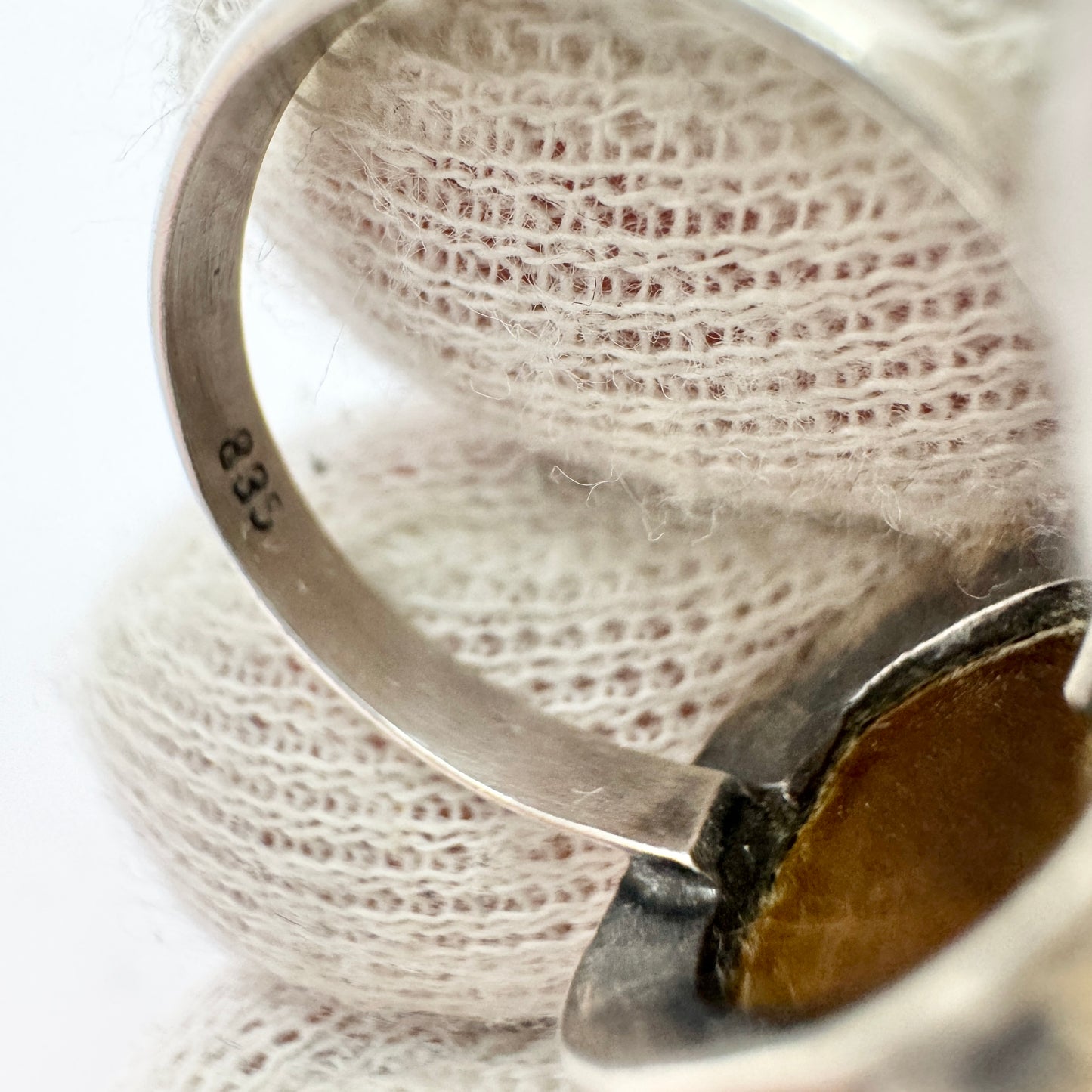 Vintage c 1960. Solid Silver Tiger's Eye Ring.