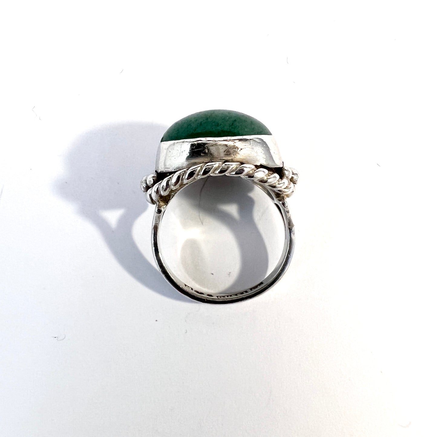 GUSSI, Sweden 1953. Vintage Mid-century Sterling Silver Aventurine Ring.