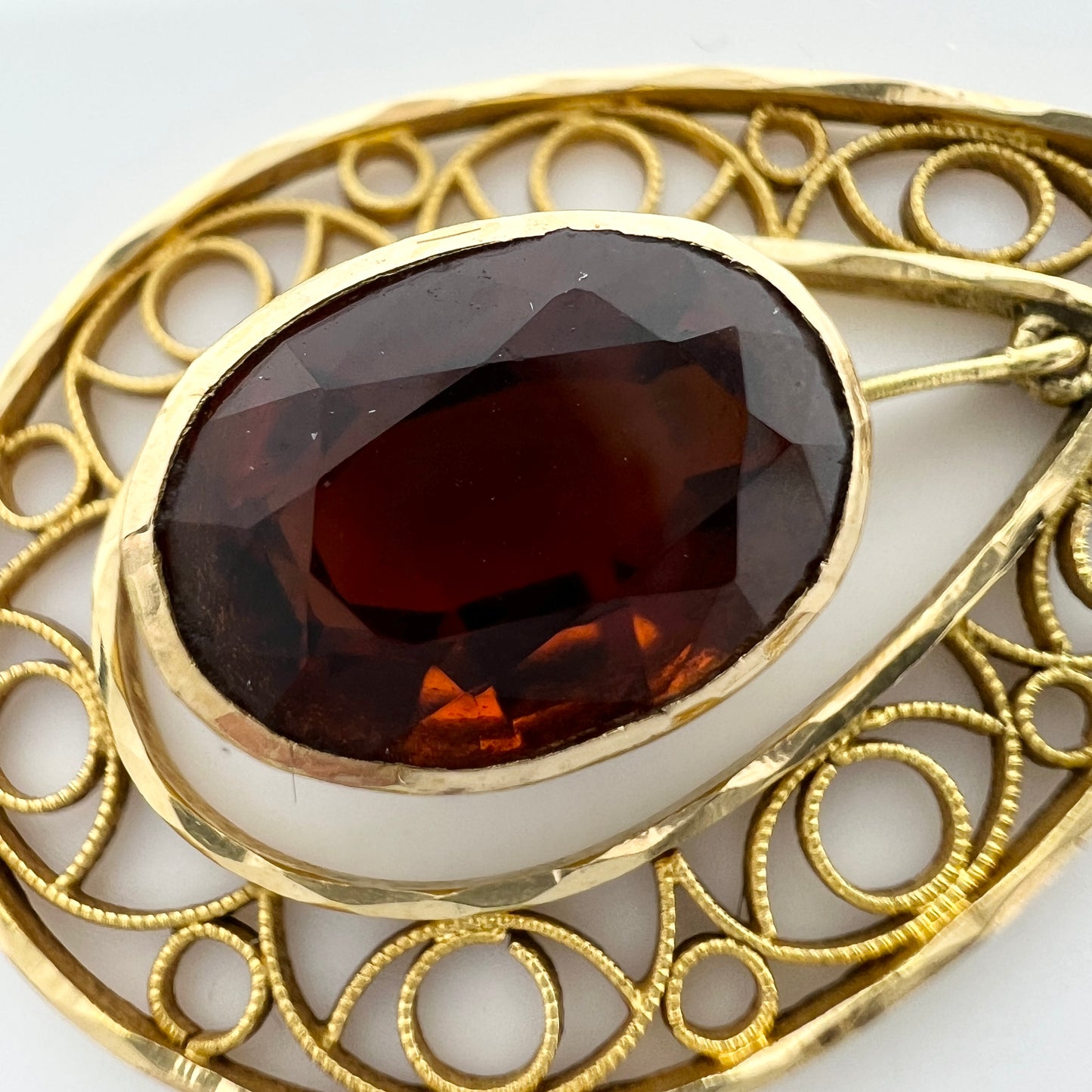 Bernhard Hertz, Sweden c 1910. Antique 18k Gold Garnet Pendant.