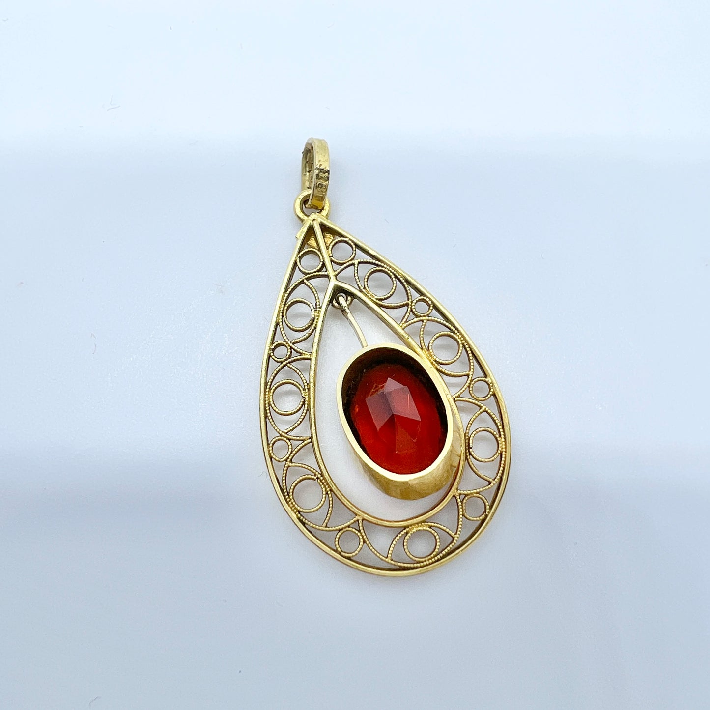 Bernhard Hertz, Sweden c 1910. Antique 18k Gold Garnet Pendant.