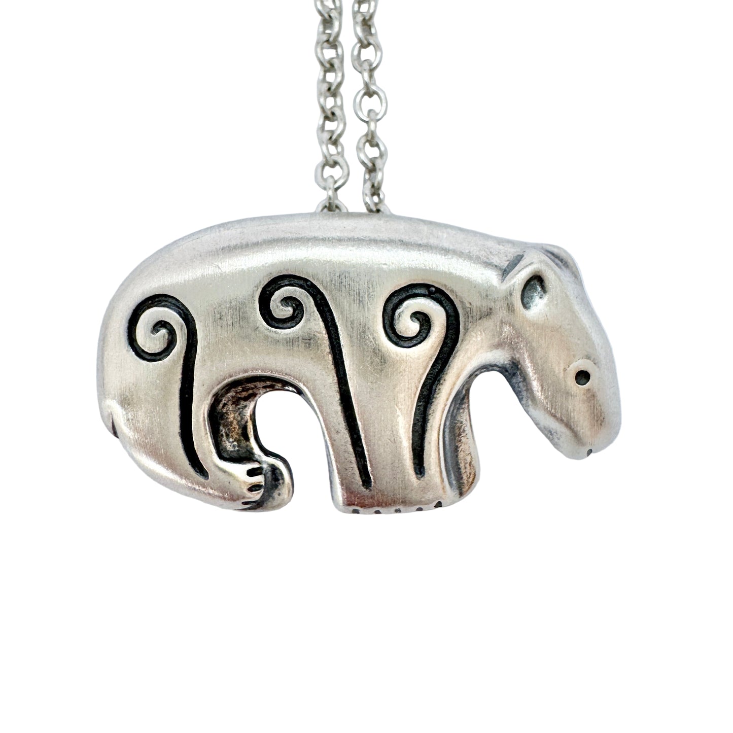 Kalevala Koru, Finland Vintage Sterling Silver Bear Pendant Necklace.