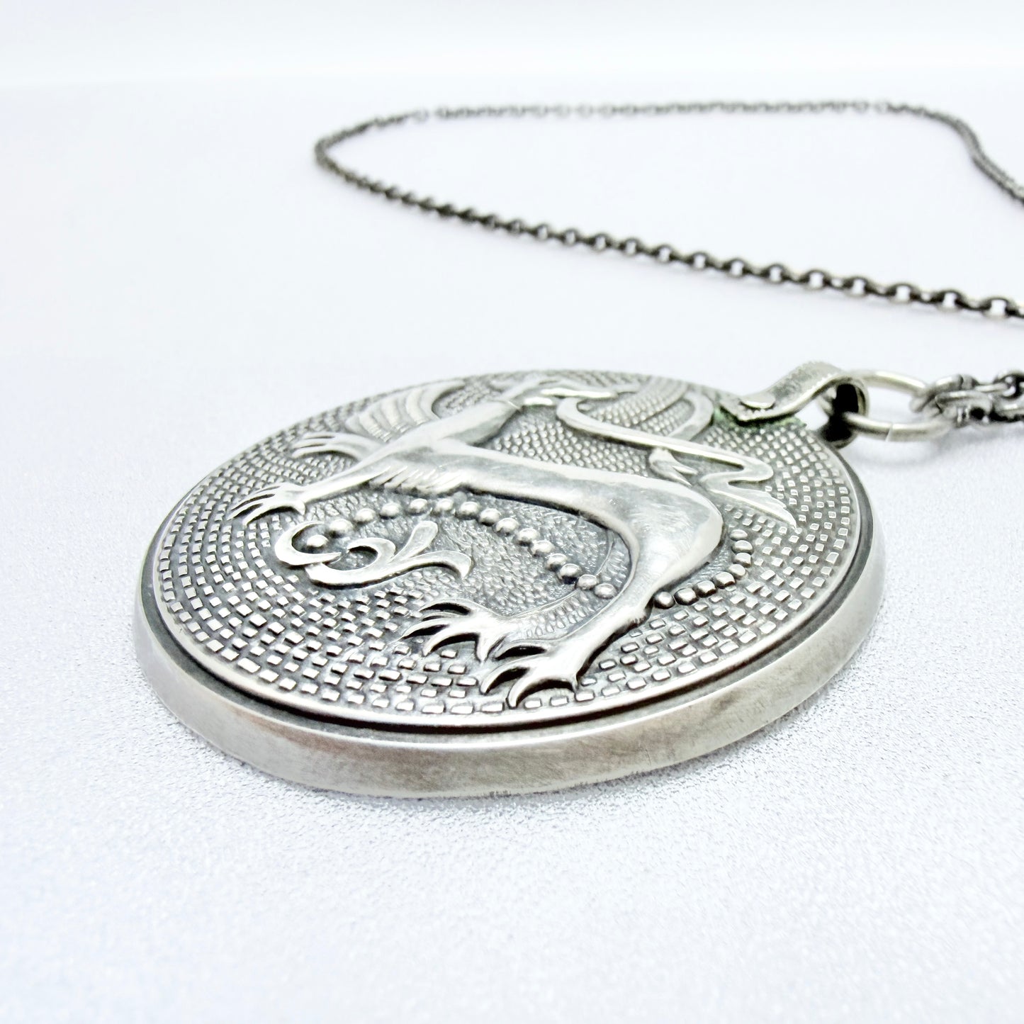 Kalevala Koru, Finland 1943. Rare WW2-era Large Solid Silver Pendant Necklace.