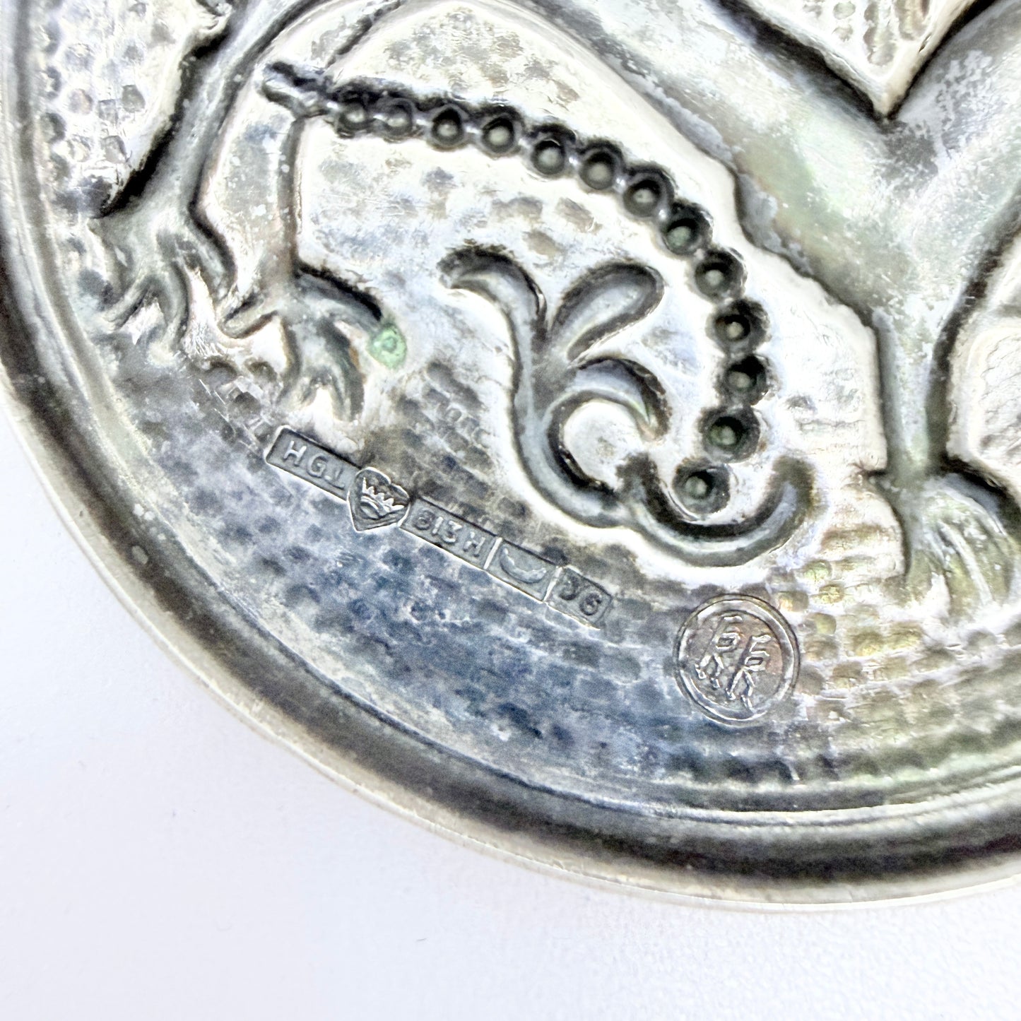 Kalevala Koru, Finland 1943. Rare WW2-era Large Solid Silver Pendant Necklace.