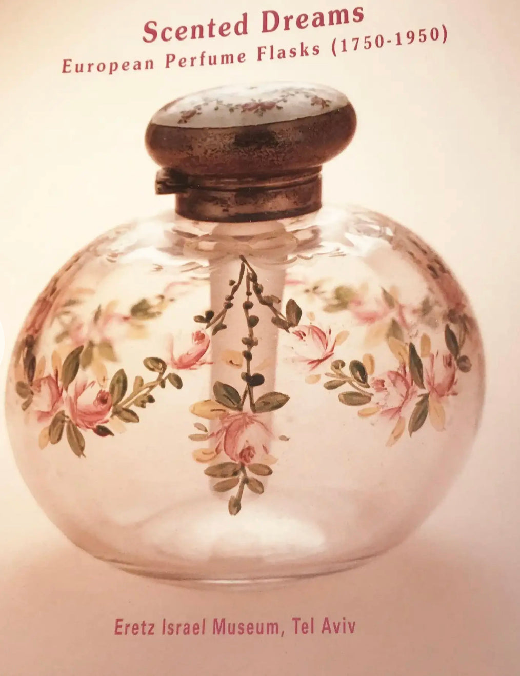 The Netherlands c 1850 Sterling Silver Ruby Stained Crystal Glass Perfume Bottle Flask. Museum Exhibition Provenance