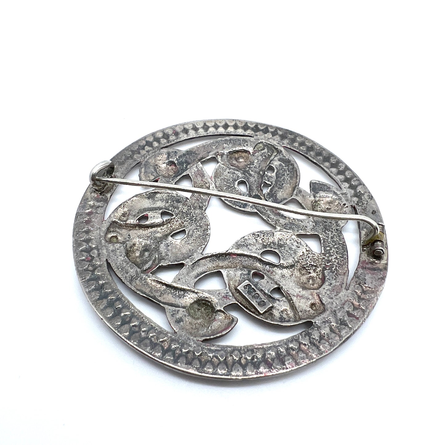 Norway c 1910 Large Antique Solid Silver Dragestil Brooch.