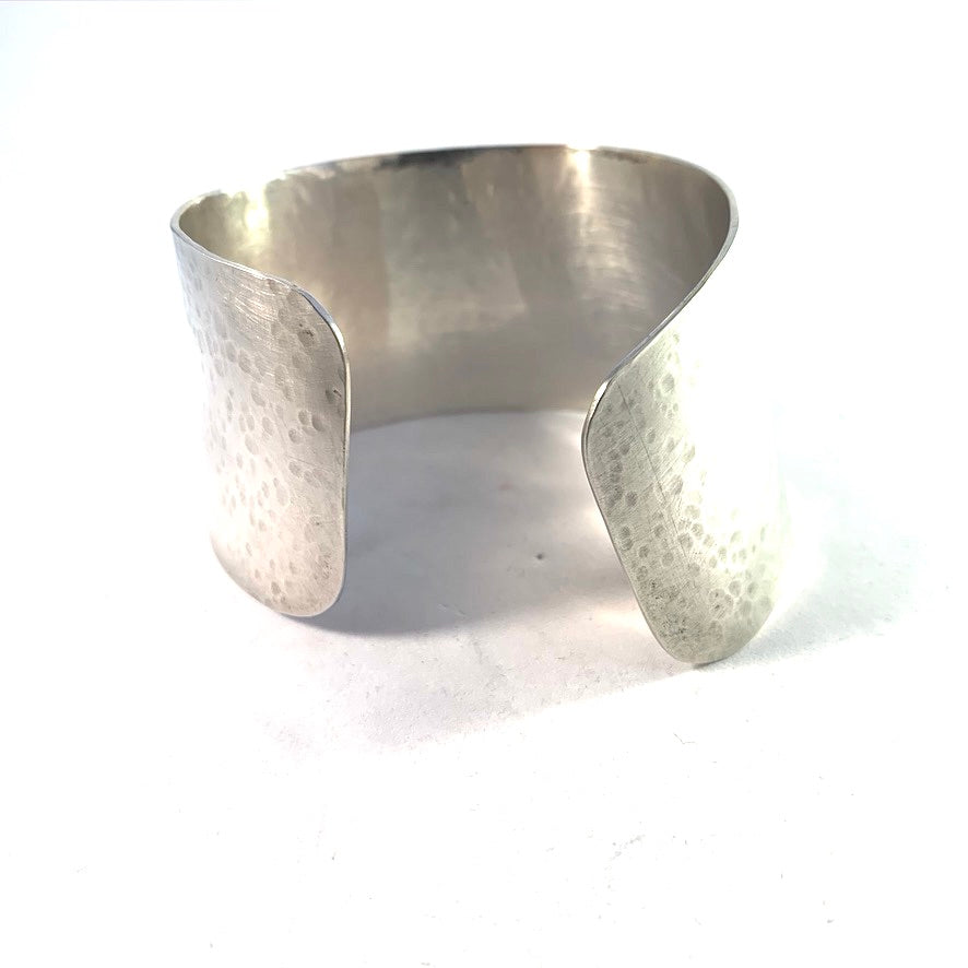 Maker RB, Sweden Modernist Sterling Silver Cuff Bracelet. 2.34oz