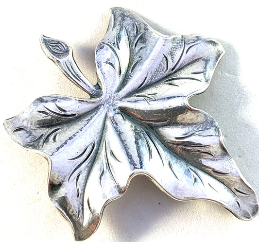 Tage Linde for ASA-Silver, Sweden 1956 Sterling Silver Leaf Brooch.