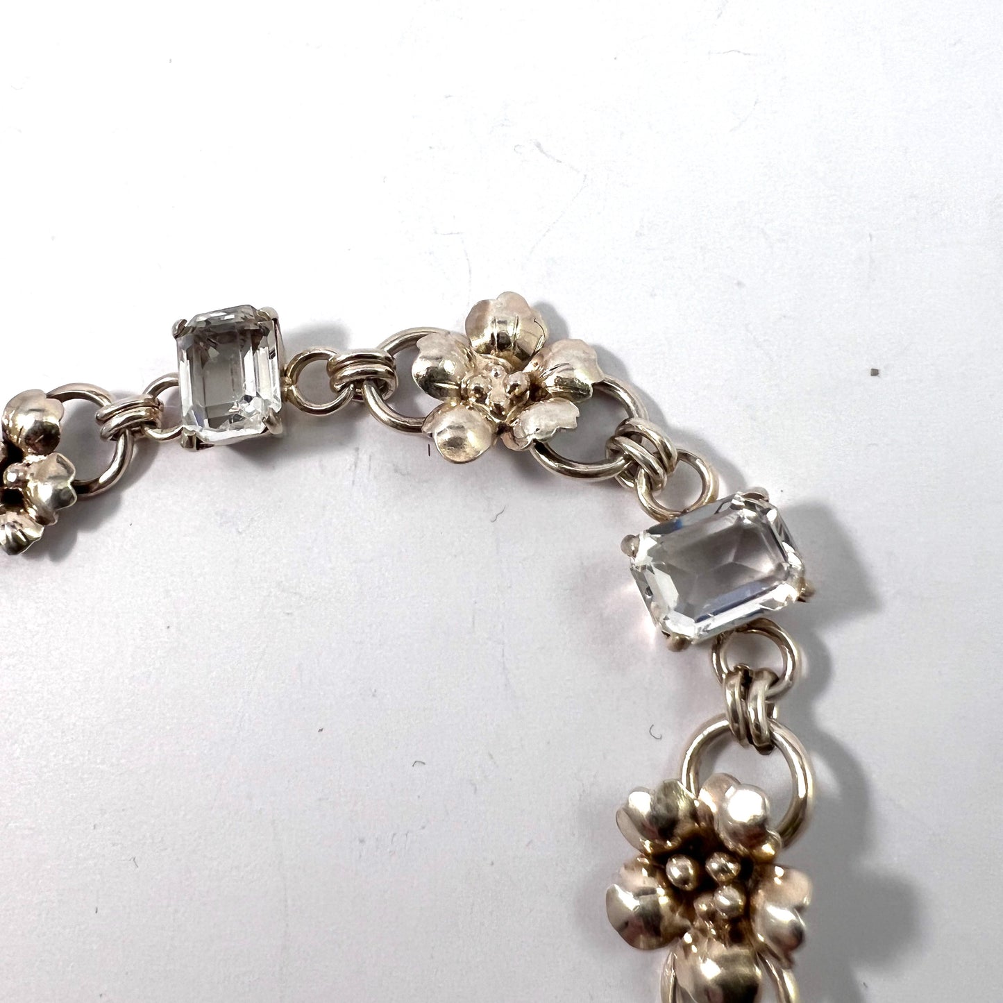 Dahlgren, Sweden 1951. Vintage Sterling Silver Rock Crystal Bracelet.