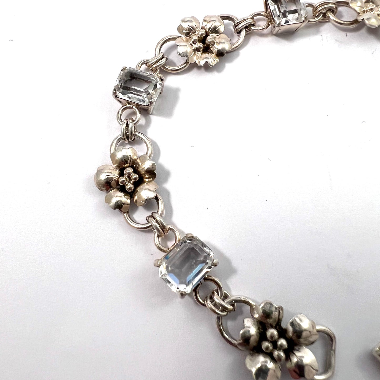 Dahlgren, Sweden 1951. Vintage Sterling Silver Rock Crystal Bracelet.