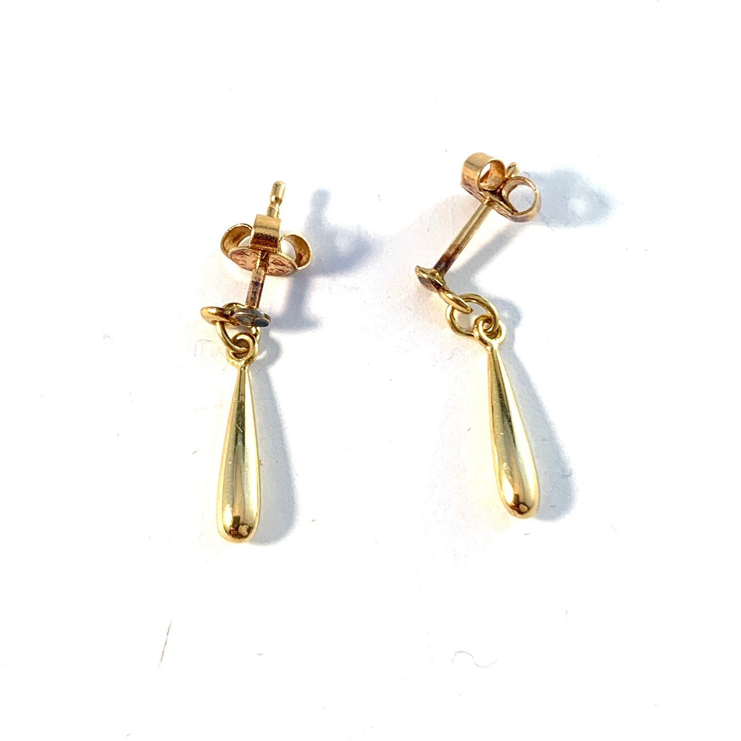 Nordiska Affineriet, Sweden. Vintage 18k Gold Drop Earrings.