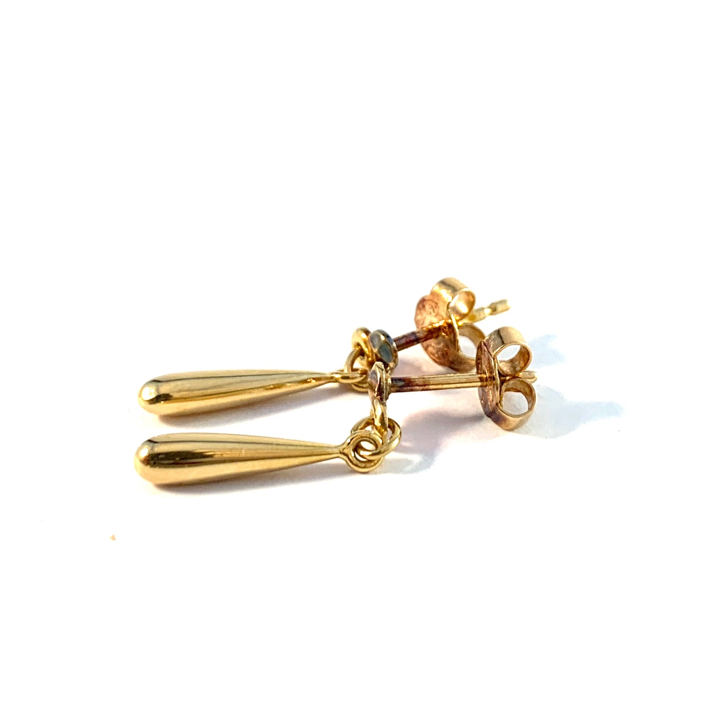 Nordiska Affineriet, Sweden. Vintage 18k Gold Drop Earrings.