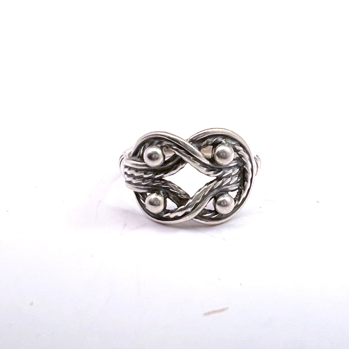 Sterling Silver Love Knot Ring - .925 Silver Intertwined Knot Band - View #10