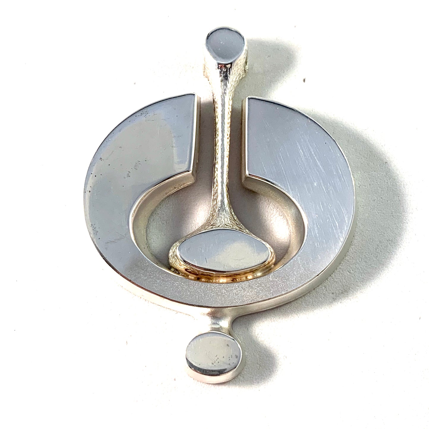 Jorma Laine for Turun Hopea Finland 1974 Bold Modernist Signed Solid Silver Pendant.