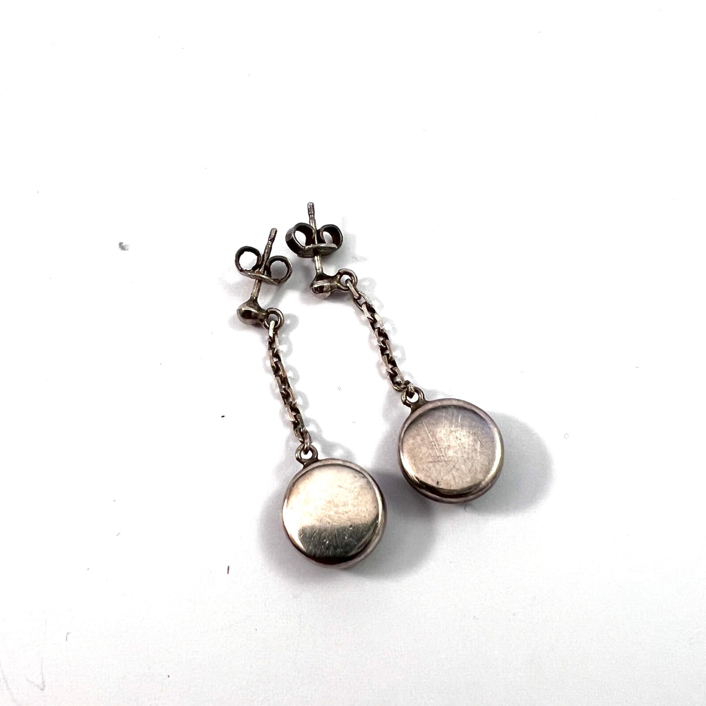 North Sweden c 1970s. Vintage Sterling Silver Local Porphyry Earrings.