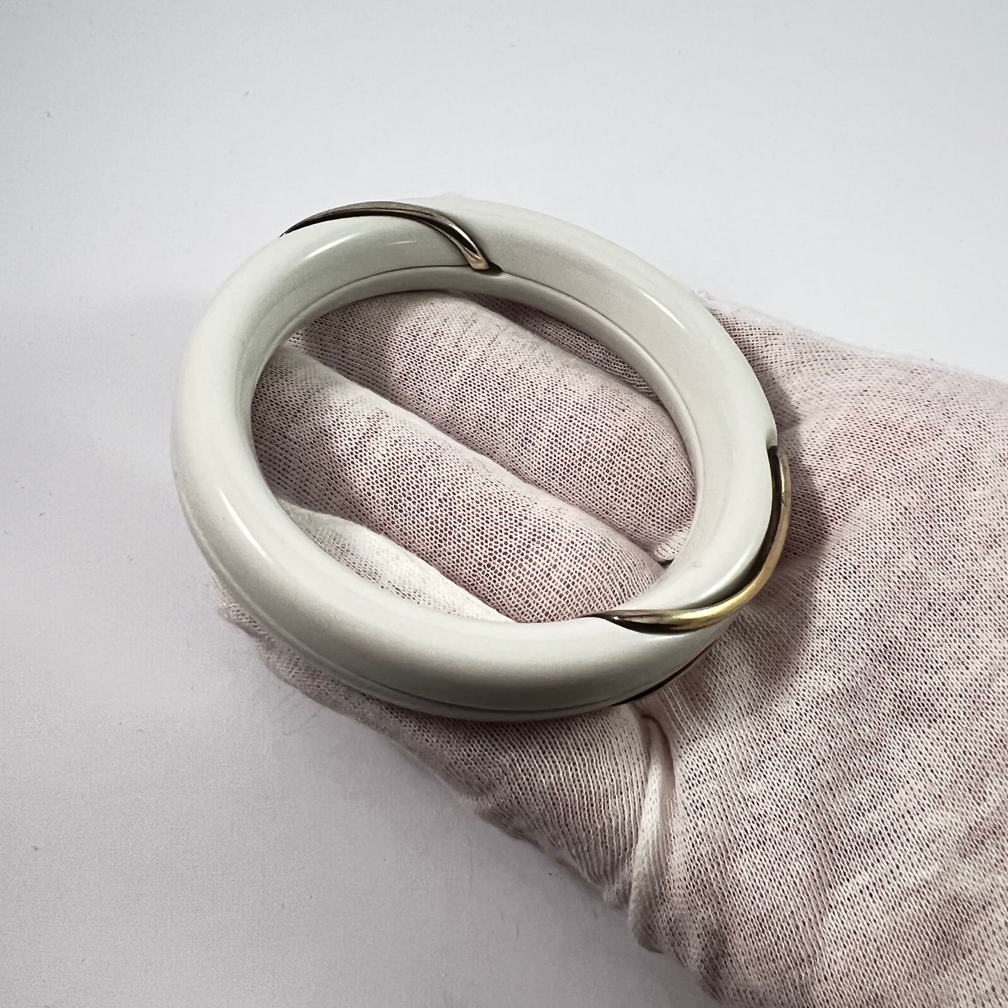 Royal Copenhagen, Denmark c 1970s. Silver Porcelain Bangle Bracelet.