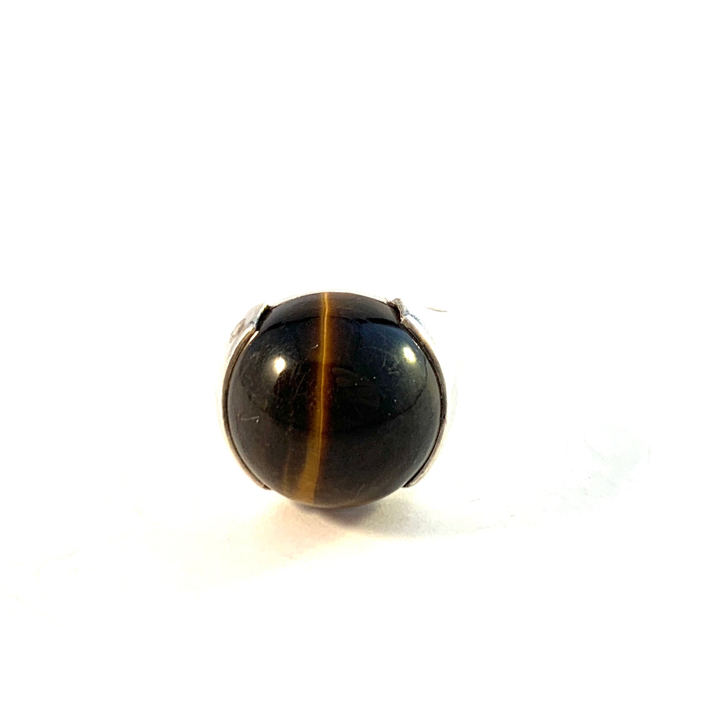 Vintage 1960s Solid 830 Silver Tiger Eye Ring.