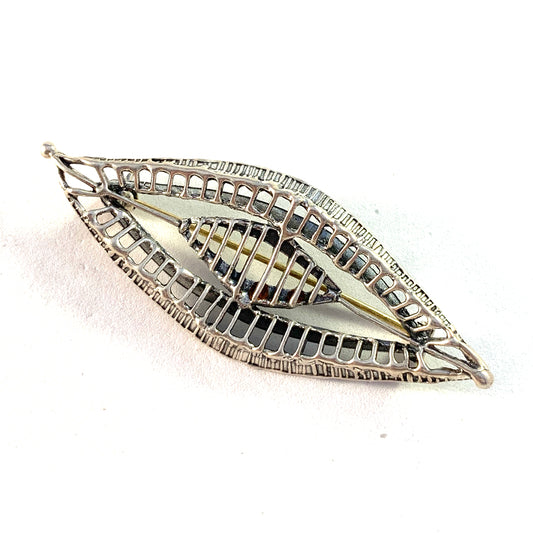 Studio Else and Paul, Norway 1960s Modernist Sterling Silver Brooch.