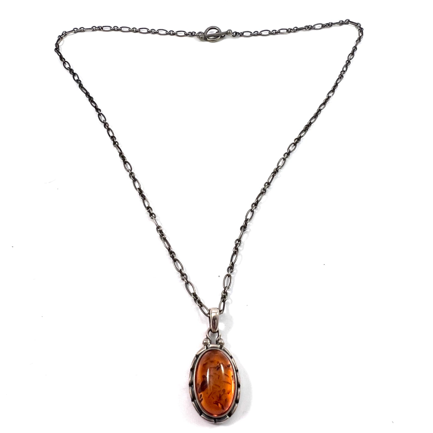 Georg Jensen, Denmark 2001. Sterling Silver Amber Pendant of the Year. Heritage. Boxed.