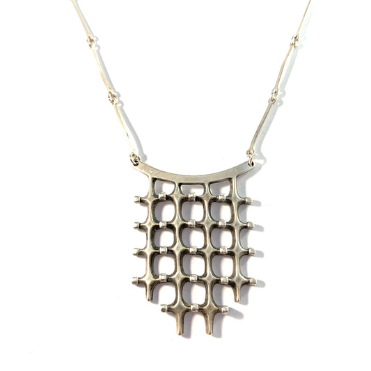 Marianne Berg for David Andersen, Norway 1960s Sterling Silver Large Pendant Necklace.