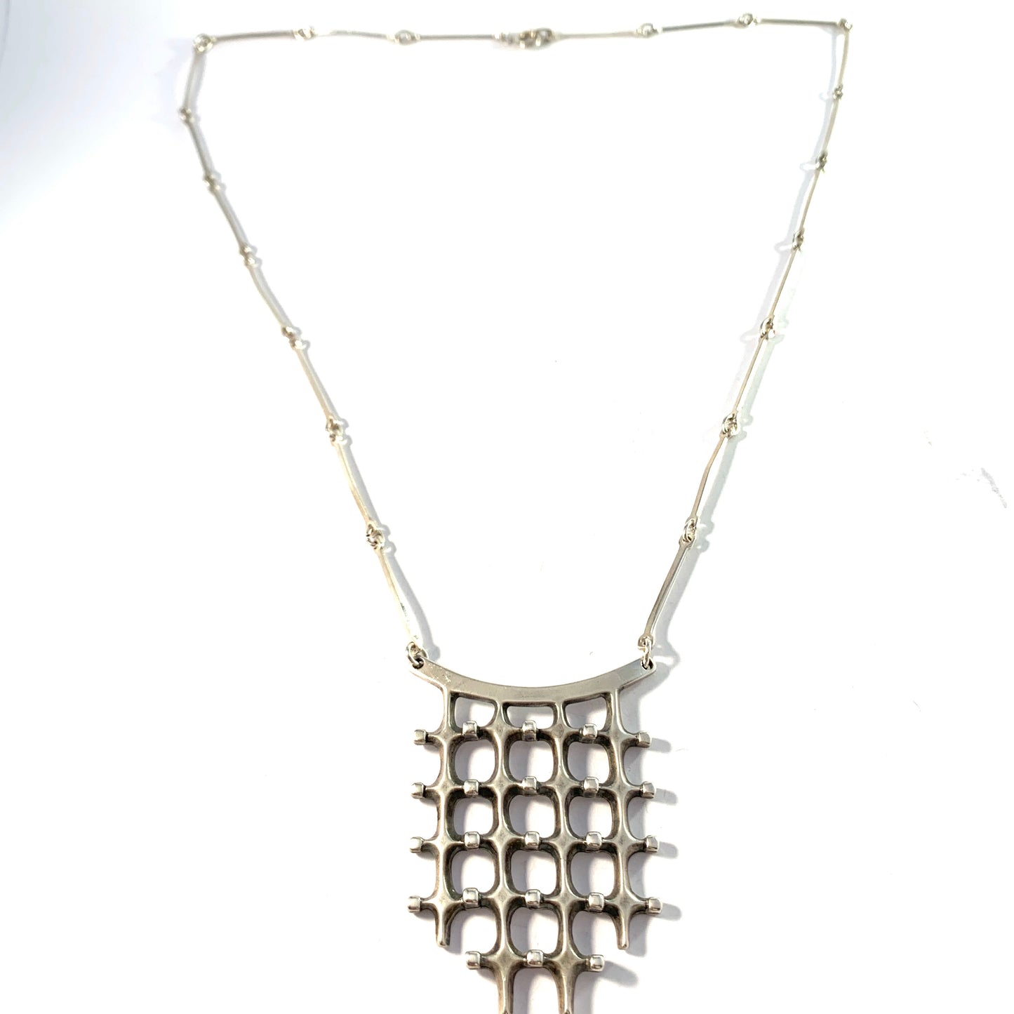 Marianne Berg for David Andersen, Norway 1960s Sterling Silver Large Pendant Necklace.