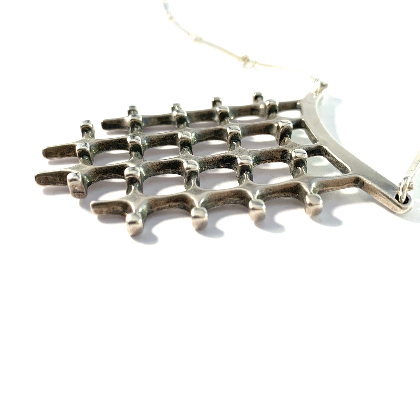 Marianne Berg for David Andersen, Norway 1960s Sterling Silver Large Pendant Necklace.