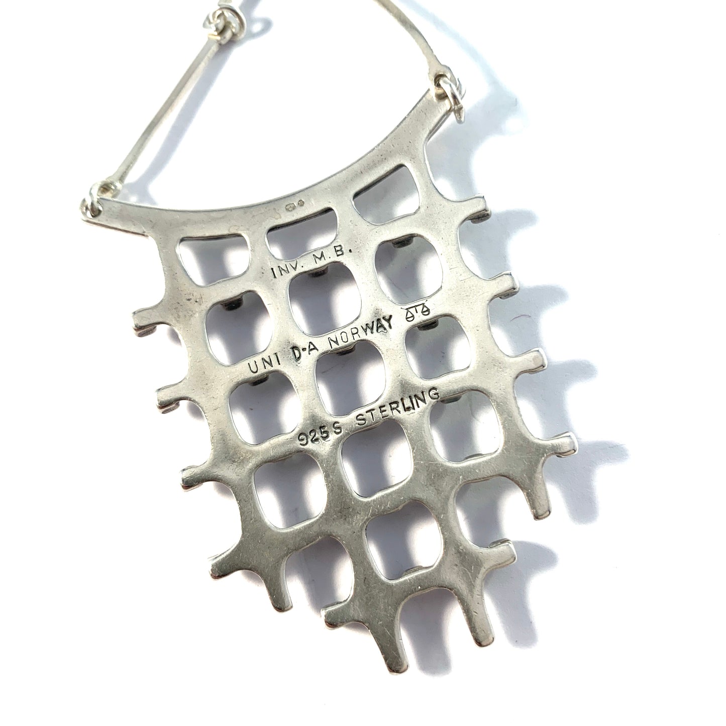 Marianne Berg for David Andersen, Norway 1960s Sterling Silver Large Pendant Necklace.