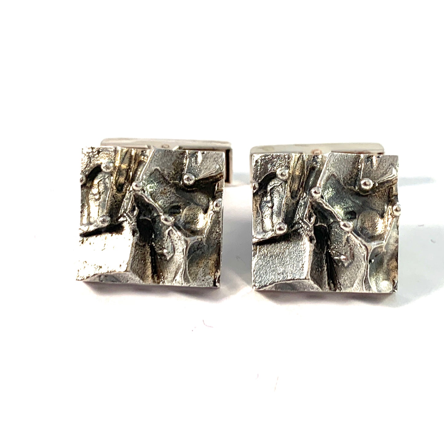 Valo Koru, Finland 1969 Vintage Modernist Solid Silver Pair of Cufflinks