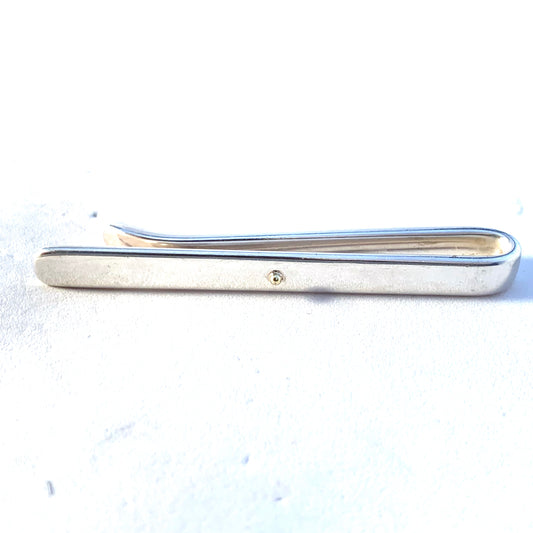 Georg Jensen, Denmark. Vintage Sterling Silver Gold Detail Tie Bar. Design no 200 by Andreas Mikkelsen