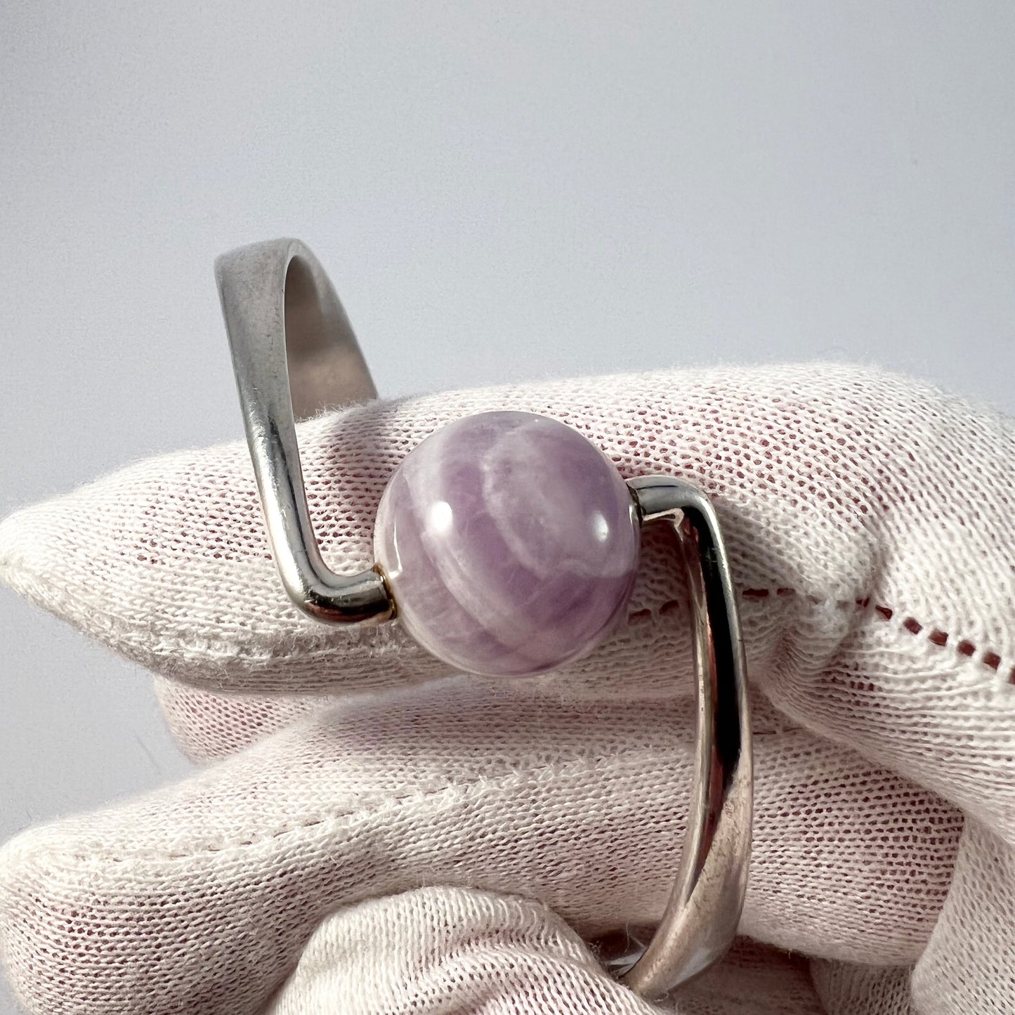 Hans Hansen, Denmark 1960s. Sterling Silver Amethyst Bracelet. Design #244 by Bent Gabrielsen.