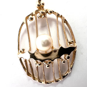 Teka Theodor Klotz, Germany 1960-70s. Vintage 18k Gold Cultured Pearl Pendant.