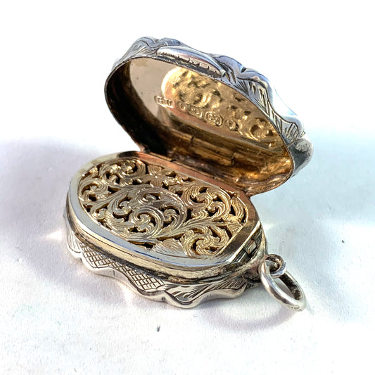 George Unite, Birmingham 1880, Victorian Sterling Silver Vinaigrette Pendant