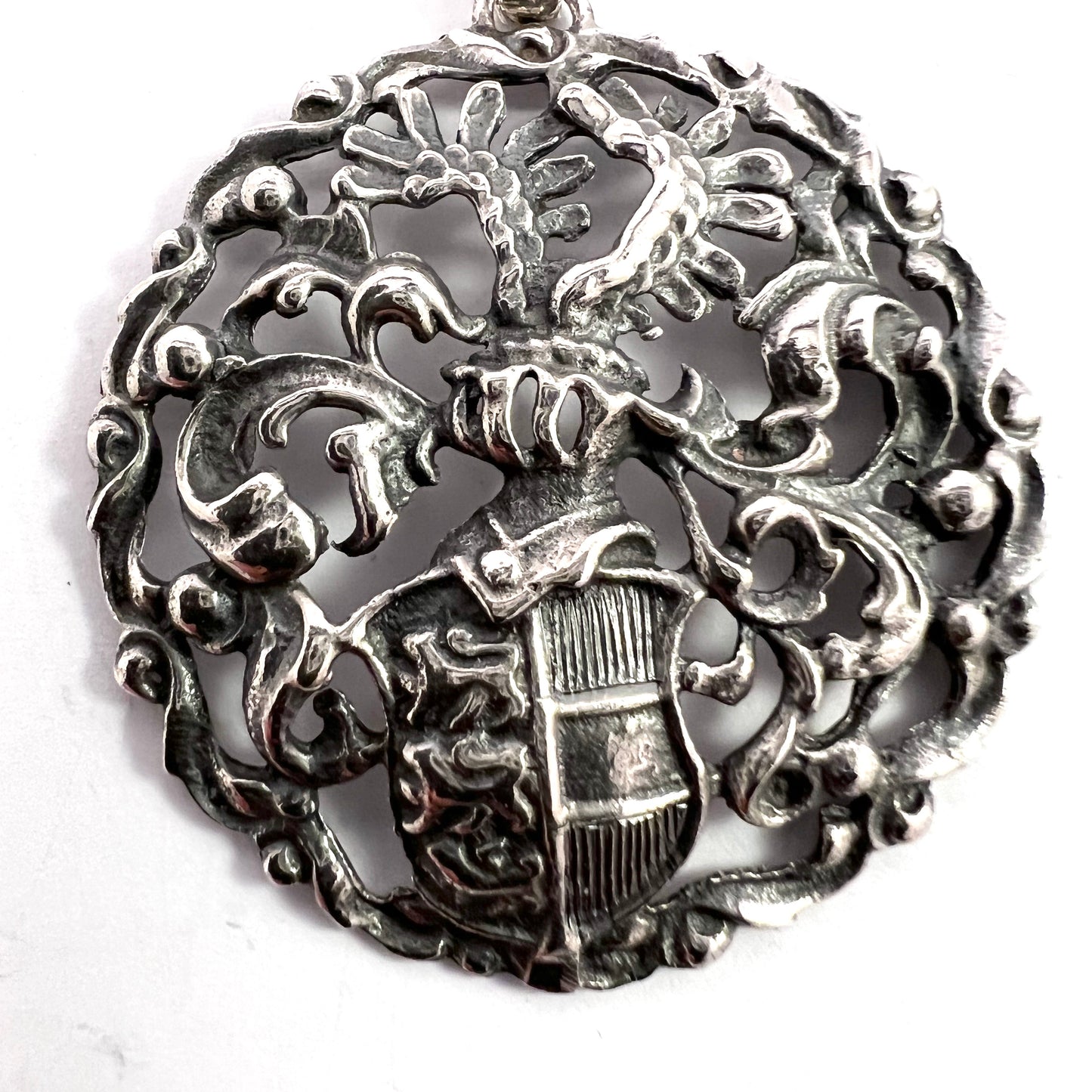 Maker AR, Klagenfurt, Austria c 1920-30s Solid 900 Silver Crest Coat of Arms Pendant.