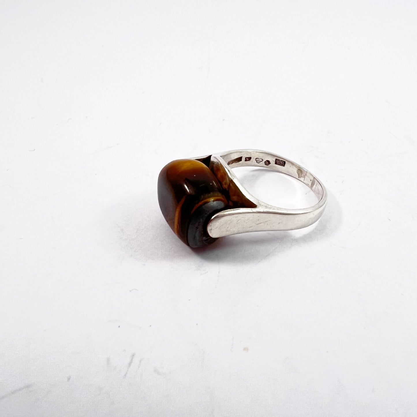 G Dahlgren, Sweden 1961. Sterling Silver Tiger's Eye Ring.