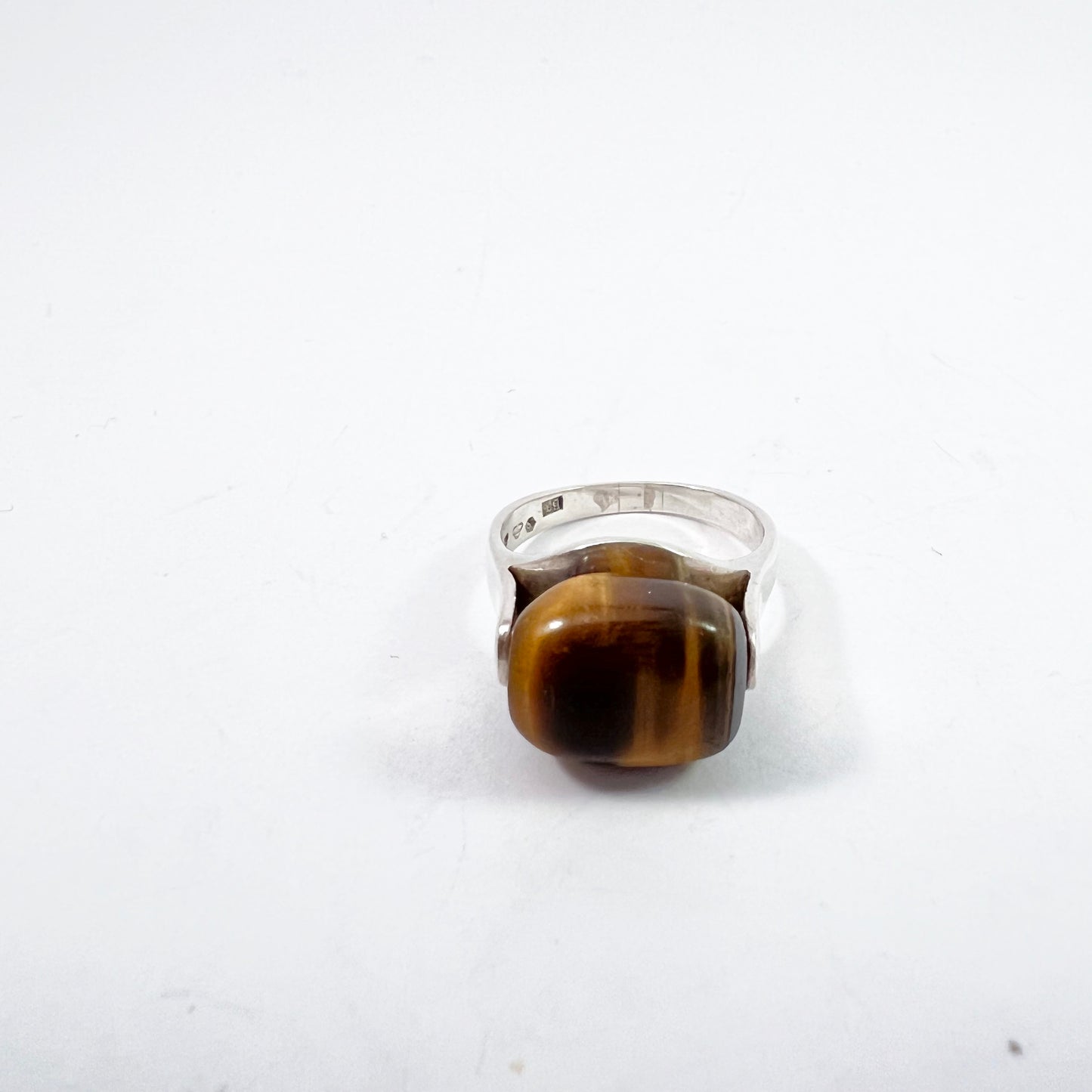 G Dahlgren, Sweden 1961. Sterling Silver Tiger's Eye Ring.