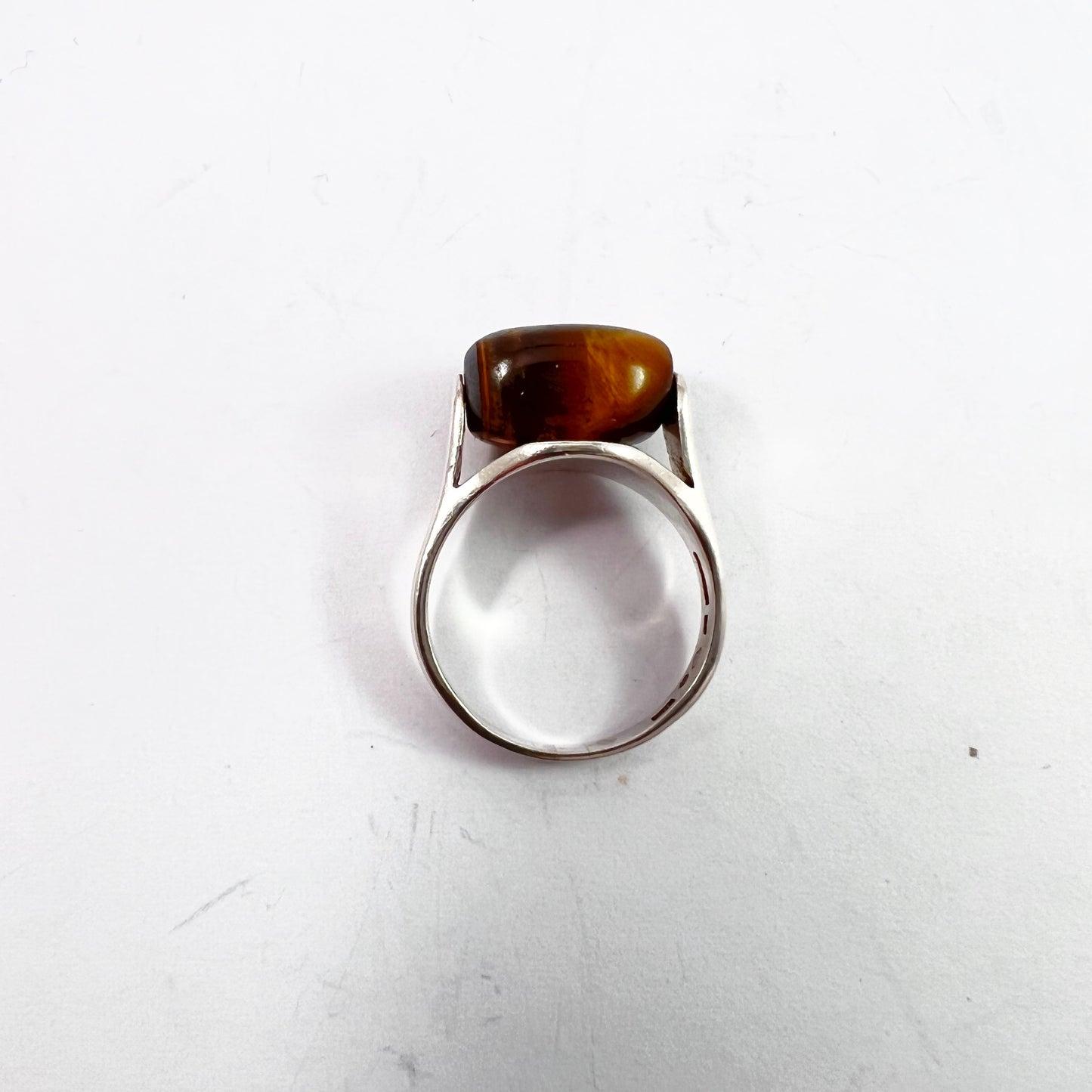 G Dahlgren, Sweden 1961. Sterling Silver Tiger's Eye Ring.