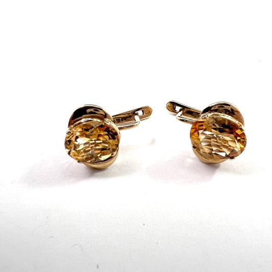 Vintage 14k Gold Citrine Earrings.