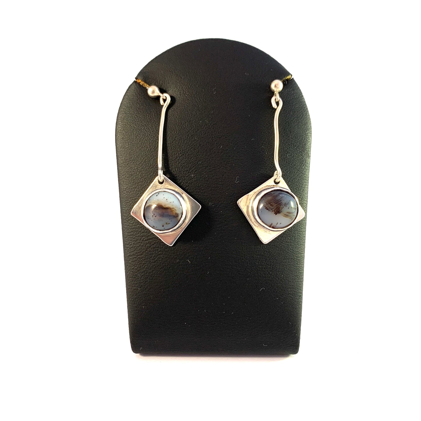 Grönvall, Sweden year 1971. Sterling Silver Agate Earrings.