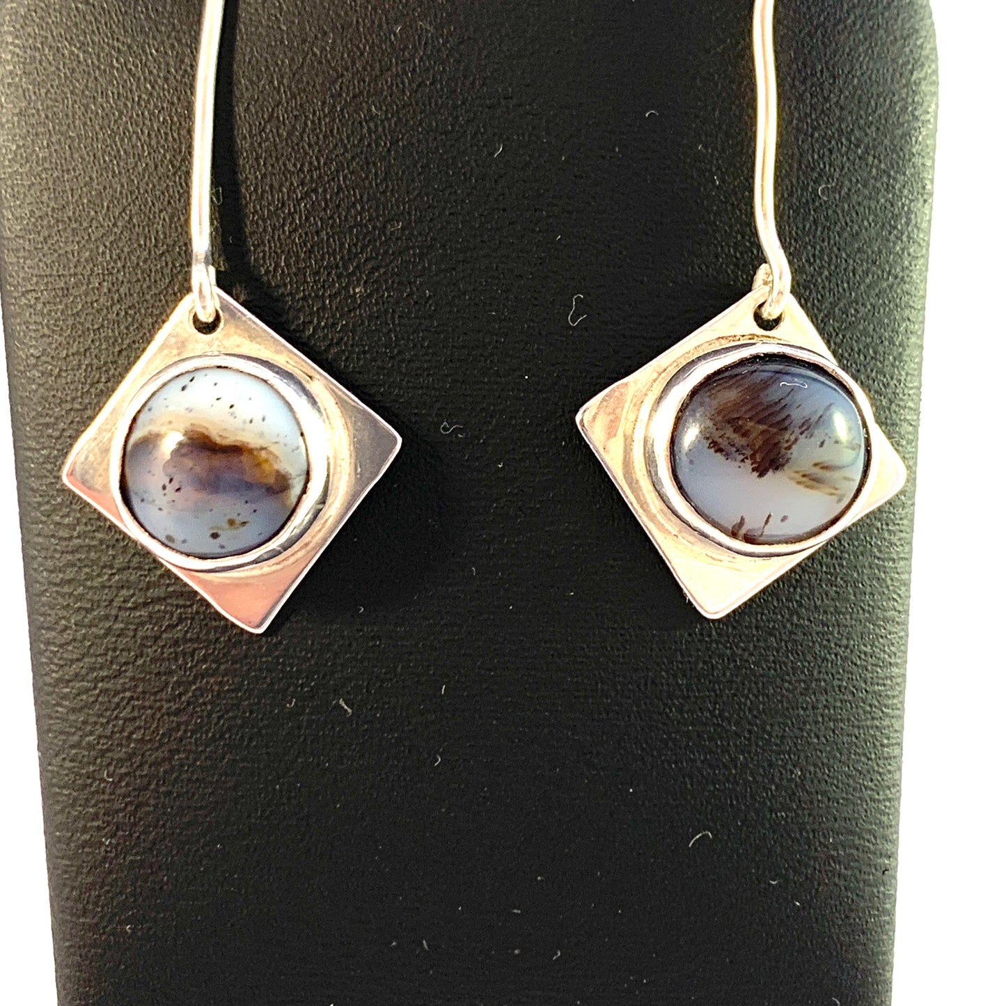 Grönvall, Sweden year 1971. Sterling Silver Agate Earrings.