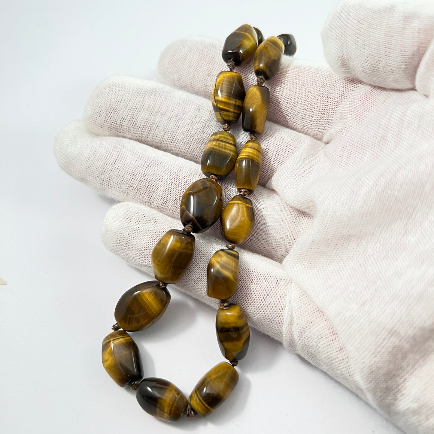 Vintage 1950-60s 835 Silver Tiger's Eye Necklace. Probably Germany.